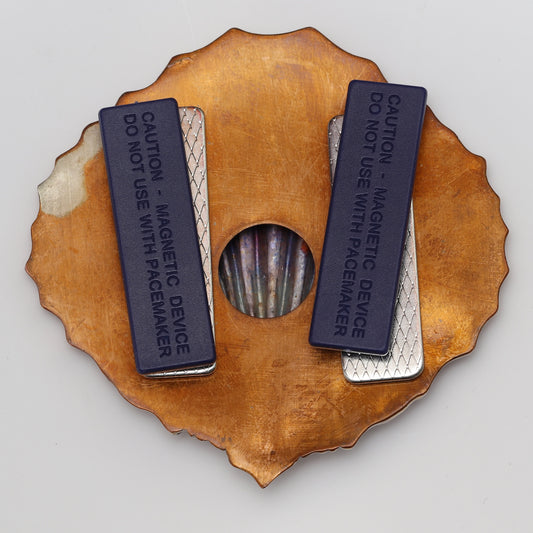 Repousse on copper wearable brooch 3"x3"