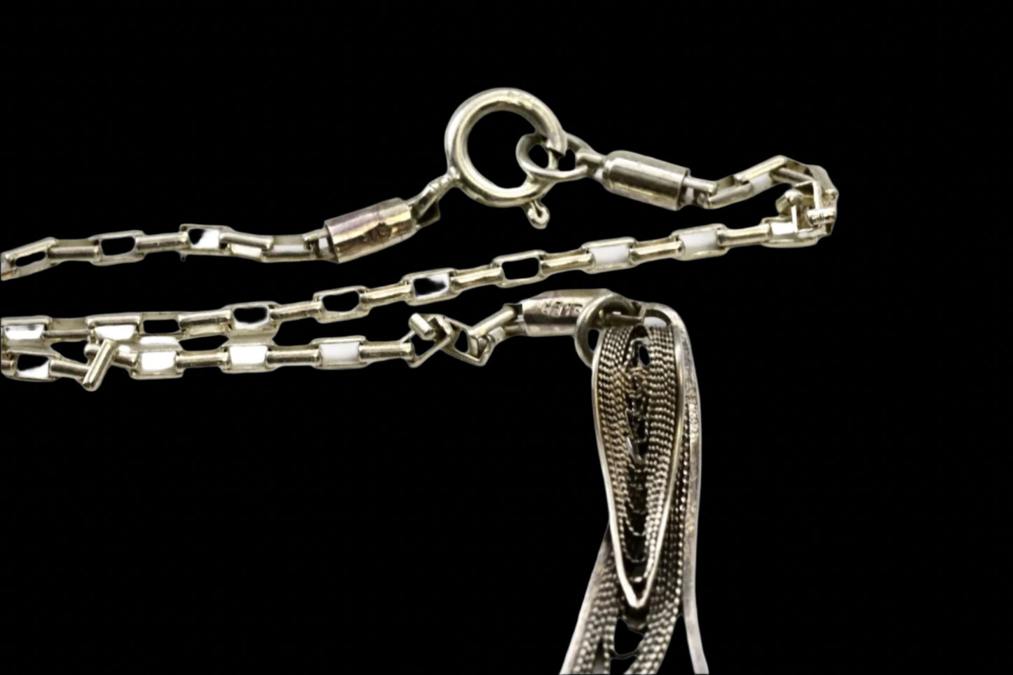 Silver Filligree pendant with sterling silver chain with amethyst.