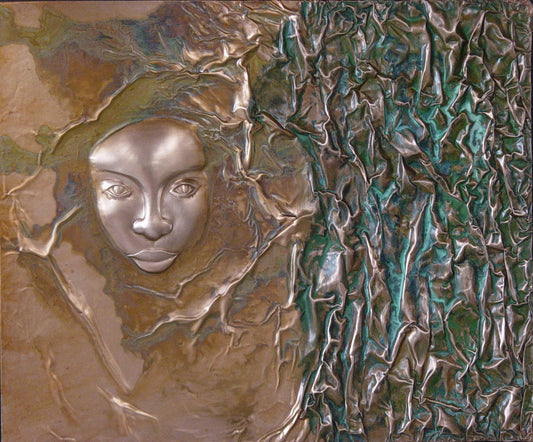 Women From Poetry. Repousse on copper wall relief sculpture.