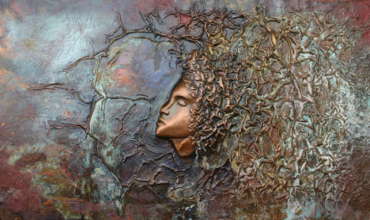 Woman from Silence. Repousse on copper